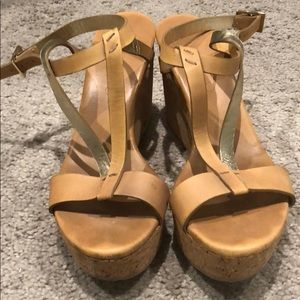 Authentic Jimmy Choo Gold Wedges